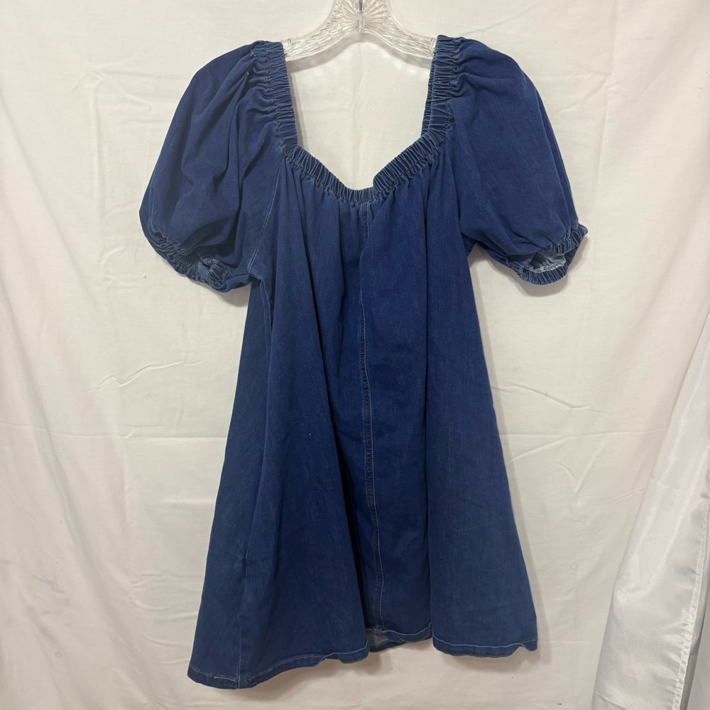 Denim Dress with sweet bubble sleeves and a loose fit - Picture 3 of 7